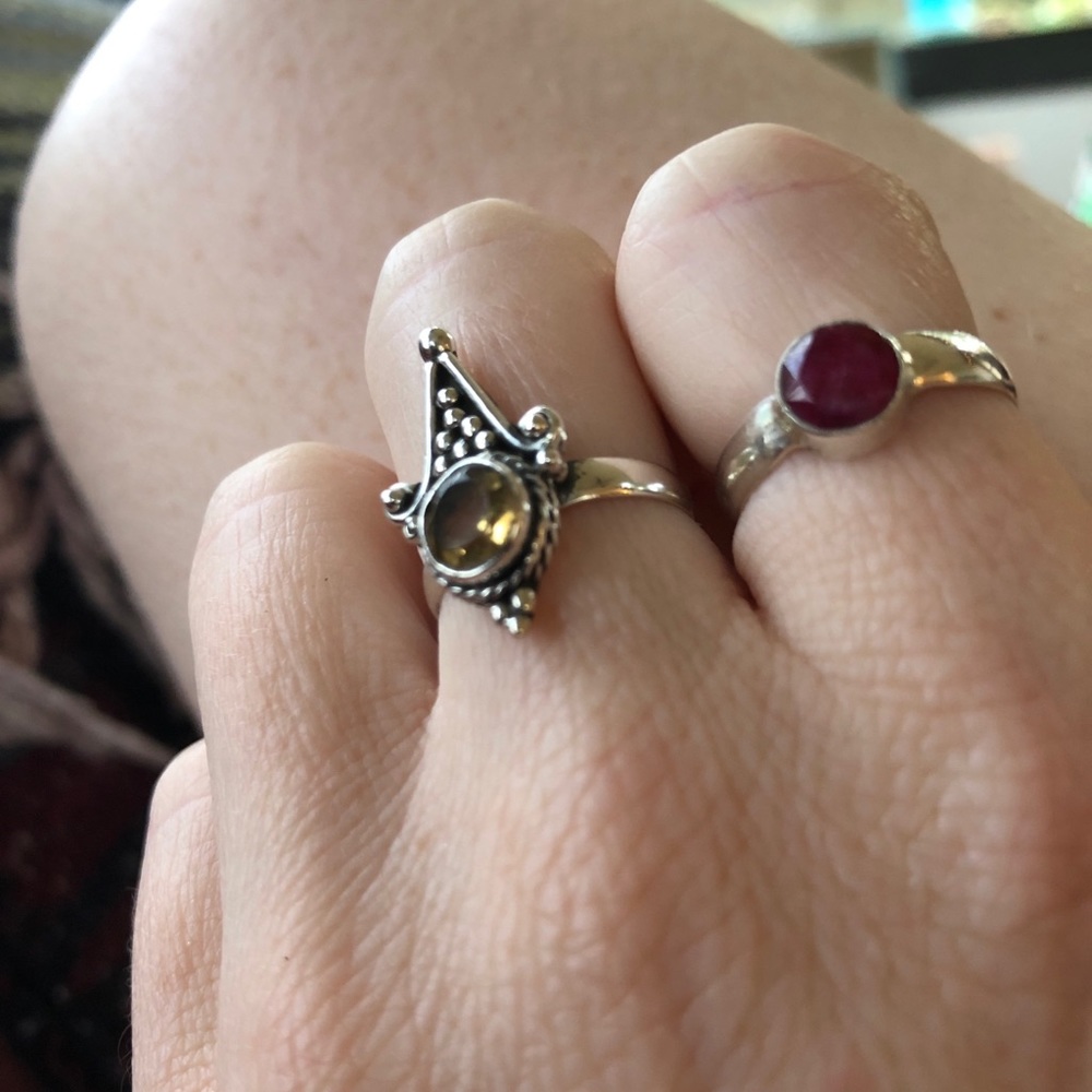 Ruby Gemstone Sterling Stacker Ring Boho Magic - image 3